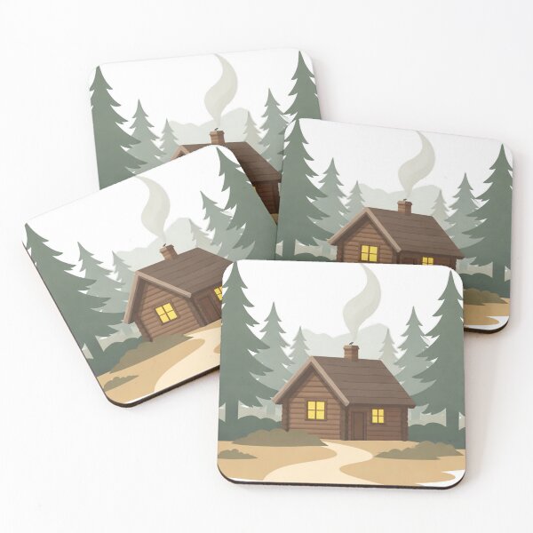 Item preview, Cozy Forest Cabin – Minimal Nordic Woodland Illustration designed and sold by Fernova.