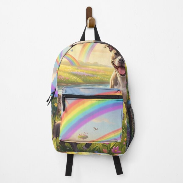Item preview, Joyful American Pit Bull Terrier Family in Rainbow Paradise designed and sold by PetMemorialArt.