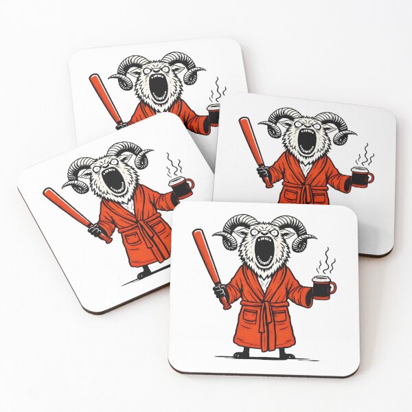 Item preview, Angry Ram in Robe with Bat – Savage Animal Illustration designed and sold by Senkov.