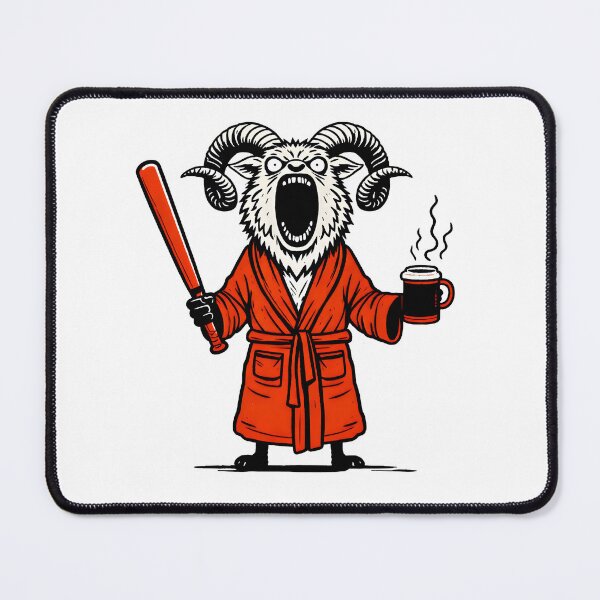 Item preview, Angry Ram in Robe with Bat – Savage Animal Illustration designed and sold by Senkov.