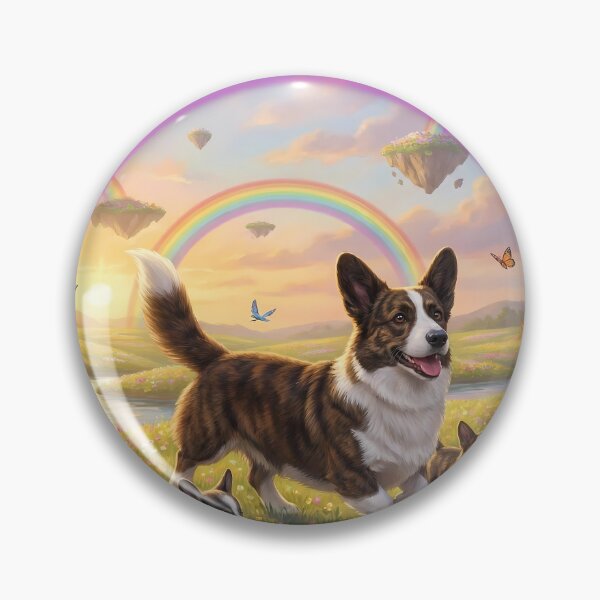 Item preview, Joyful Cardigan Welsh Corgi Family in Rainbow Paradise designed and sold by PetMemorialArt.
