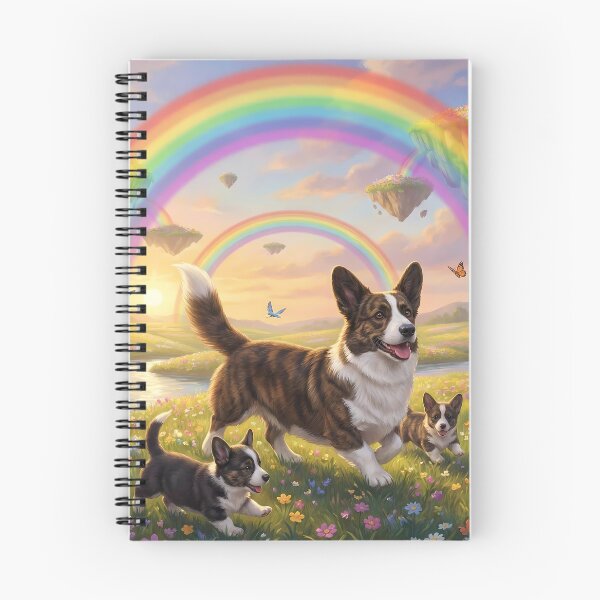 Item preview, Joyful Cardigan Welsh Corgi Family in Rainbow Paradise designed and sold by PetMemorialArt.