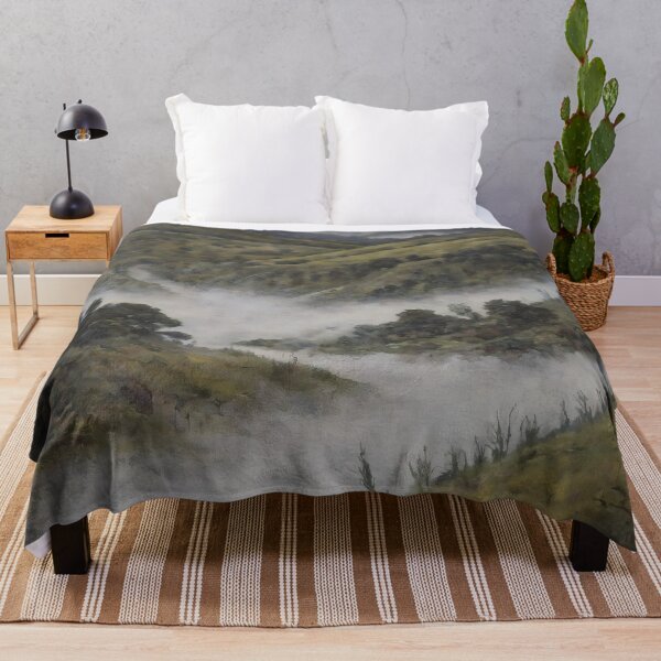 Item preview, Misty Green Hills Valley – Atmospheric Nature Oil Painting Landscape designed and sold by Visualynx.