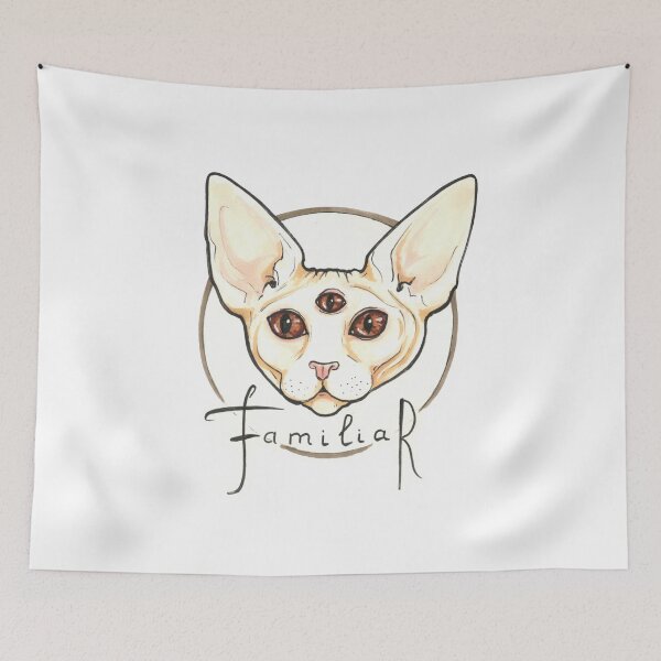 Item preview, Familiar - Hand-Drawn Mystical Cat illustration designed and sold by BlackLineLab.