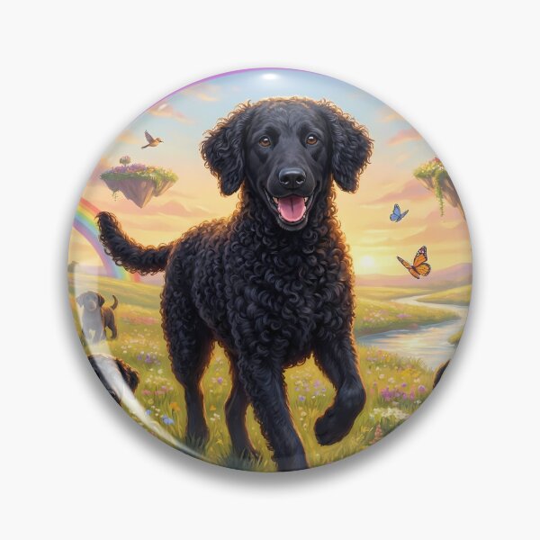 Item preview, Joyful Curly-Coated Retriever Family in Rainbow Paradise designed and sold by PetMemorialArt.