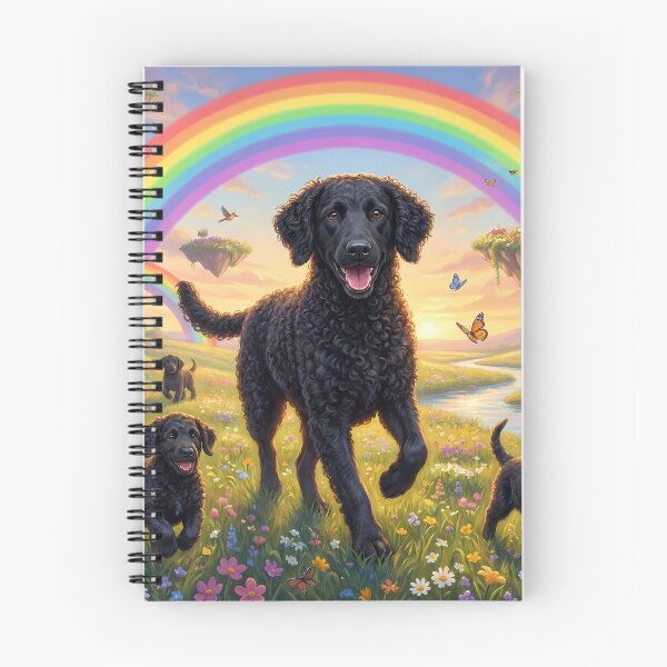 Item preview, Joyful Curly-Coated Retriever Family in Rainbow Paradise designed and sold by PetMemorialArt.