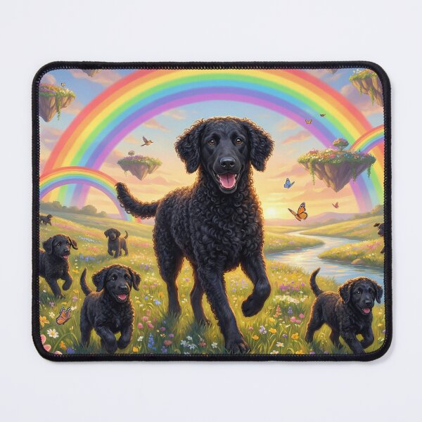 Item preview, Joyful Curly-Coated Retriever Family in Rainbow Paradise designed and sold by PetMemorialArt.