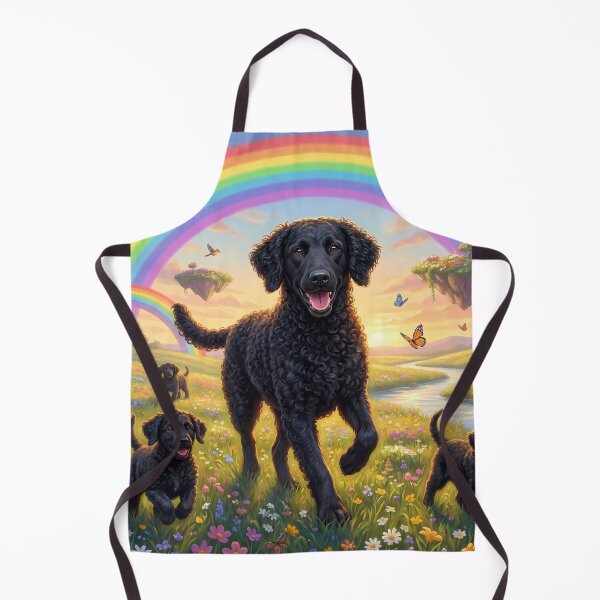 Item preview, Joyful Curly-Coated Retriever Family in Rainbow Paradise designed and sold by PetMemorialArt.