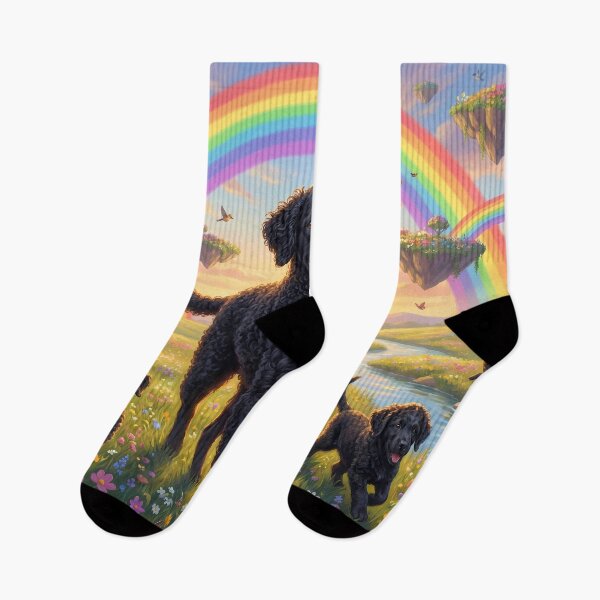 Item preview, Joyful Curly-Coated Retriever Family in Rainbow Paradise designed and sold by PetMemorialArt.