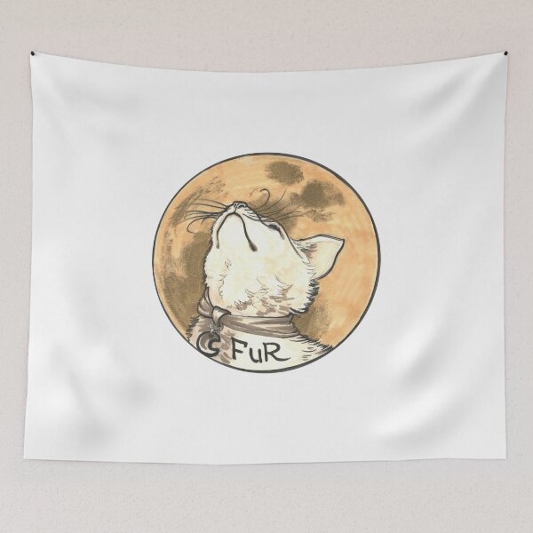 Item preview, Moon cat - Hand-Drawn Cozy Animal illustration designed and sold by BlackLineLab.