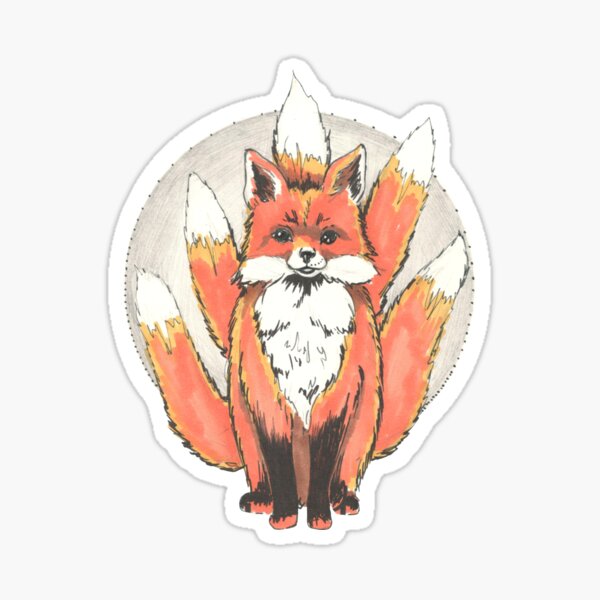 Item preview, Five-tailed Fox - Hand-Drawn Fox Spirit illustration designed and sold by BlackLineLab.