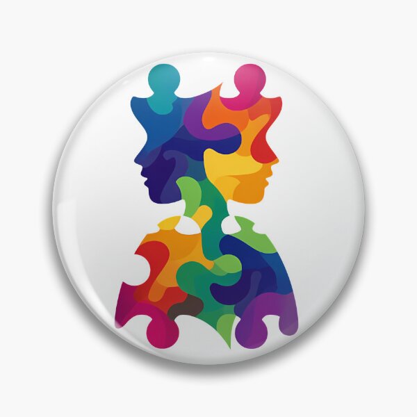 Item preview, Puzzle Piece Minds Unity Art - Colorful Interlocking Profiles Diversity & Connection Illustration Print designed and sold by DesignArtist.ia.