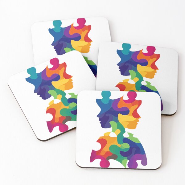 Item preview, Puzzle Piece Minds Unity Art - Colorful Interlocking Profiles Diversity & Connection Illustration Print designed and sold by DesignArtist.ia.