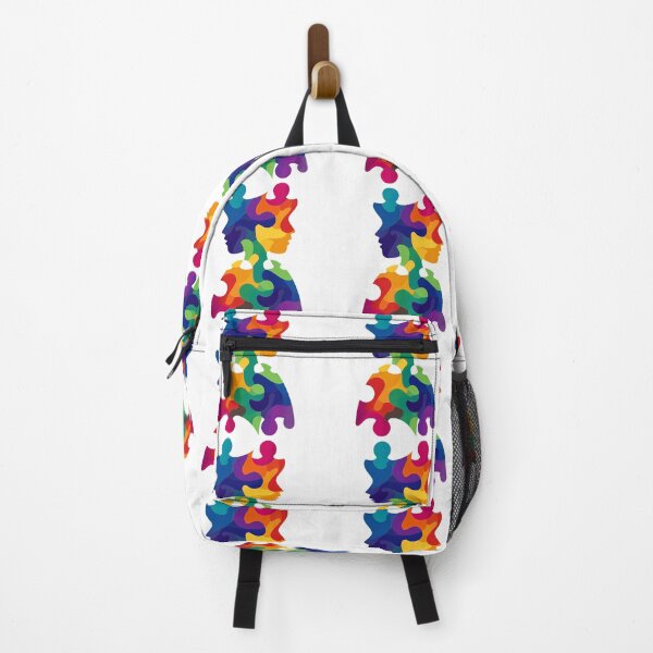 Item preview, Puzzle Piece Minds Unity Art - Colorful Interlocking Profiles Diversity & Connection Illustration Print designed and sold by DesignArtist.ia.