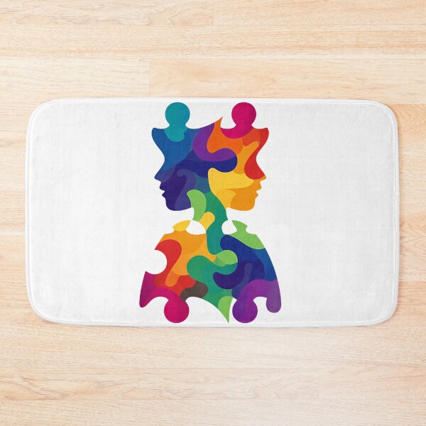 Item preview, Puzzle Piece Minds Unity Art - Colorful Interlocking Profiles Diversity & Connection Illustration Print designed and sold by DesignArtist.ia.