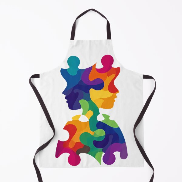 Item preview, Puzzle Piece Minds Unity Art - Colorful Interlocking Profiles Diversity & Connection Illustration Print designed and sold by DesignArtist.ia.