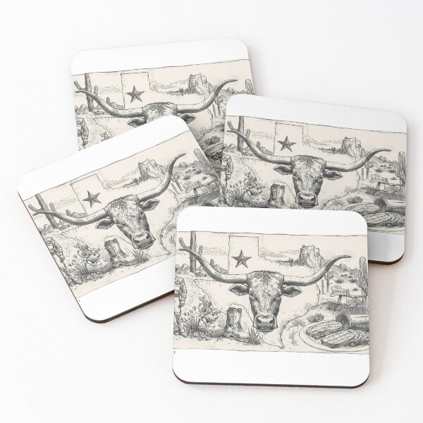 Item preview, Texas Western Cowboy Skull Cactus Desert Vintage Art designed and sold by UrbanPunch.