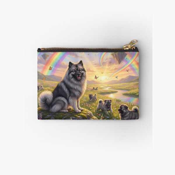 Item preview, Joyful Keeshond Family in Rainbow Paradise Field designed and sold by PetMemorialArt.