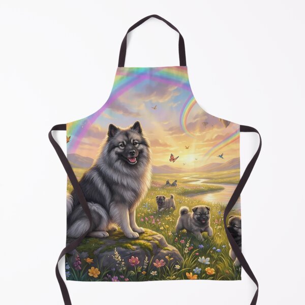 Item preview, Joyful Keeshond Family in Rainbow Paradise Field designed and sold by PetMemorialArt.