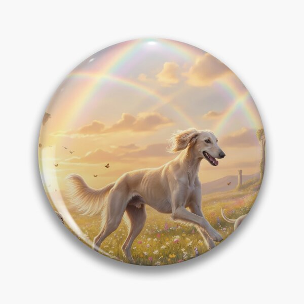 Item preview, Graceful Saluki Family Running in Rainbow Paradise Sunset designed and sold by PetMemorialArt.