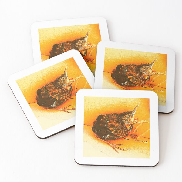 Item preview, Blackbird nestling being fed designed and sold by ParadoxParadox.