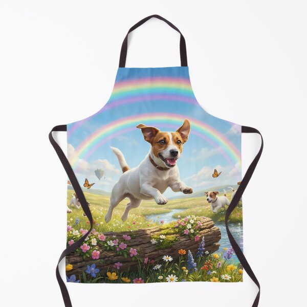 Item preview, Joyful Jack Russell Terrier Jumping in Rainbow Paradise designed and sold by PetMemorialArt.