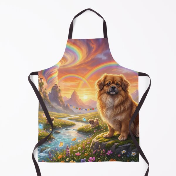 Item preview, Tibetan Spaniel Family in Spiritual Rainbow Paradise Sunset designed and sold by PetMemorialArt.