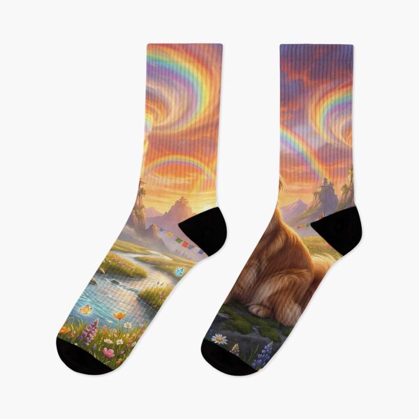 Item preview, Tibetan Spaniel Family in Spiritual Rainbow Paradise Sunset designed and sold by PetMemorialArt.