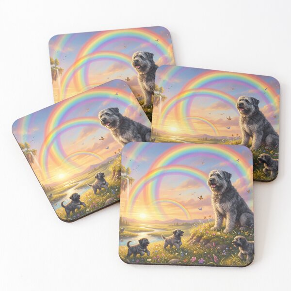 Item preview, Bouvier des Flandres Family in Rainbow Paradise Sunset designed and sold by PetMemorialArt.