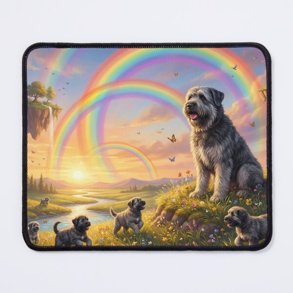 Item preview, Bouvier des Flandres Family in Rainbow Paradise Sunset designed and sold by PetMemorialArt.