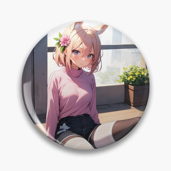 Item preview, Kawaii Fox Ear Anime Girl Cozy Spring Pink Aesthetic Art designed and sold by iloveanimechibi.