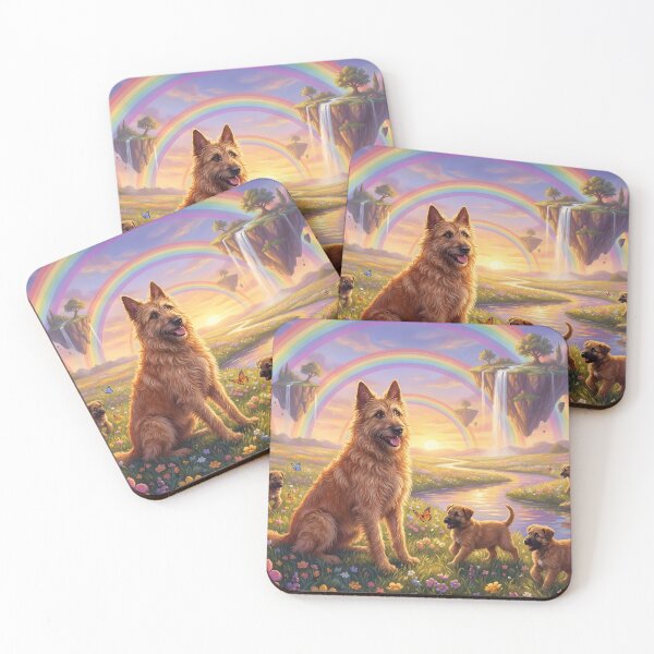 Item preview, Belgian Shepherd Laekenois Family in Rainbow Paradise Sunset designed and sold by PetMemorialArt.