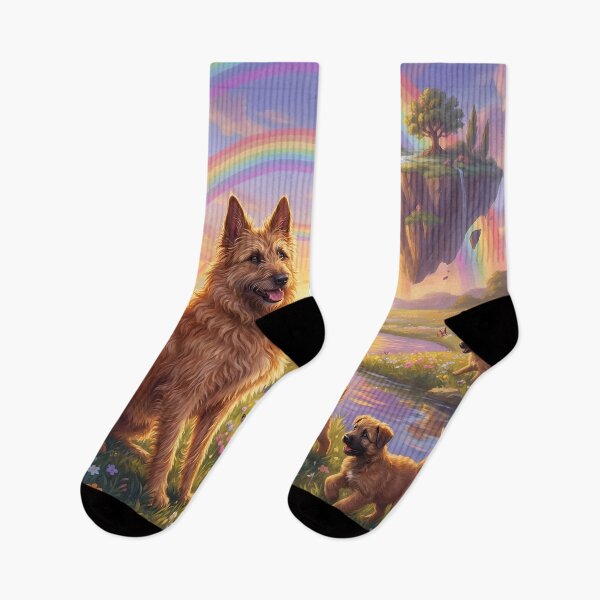 Item preview, Belgian Shepherd Laekenois Family in Rainbow Paradise Sunset designed and sold by PetMemorialArt.