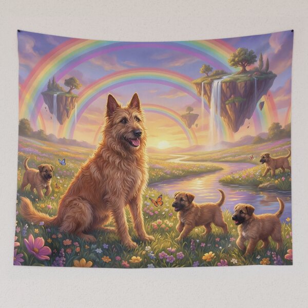 Item preview, Belgian Shepherd Laekenois Family in Rainbow Paradise Sunset designed and sold by PetMemorialArt.
