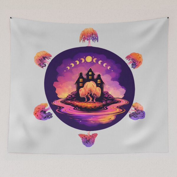 Item preview, Psychedelic Celestial Weeping Willow and Moon Phase Mandala designed and sold by Brinkenburger.