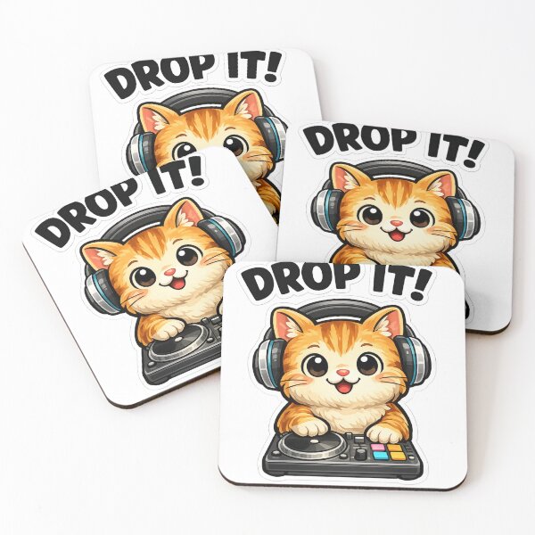 Item preview, DJ Cat Dropping the Beat with “DROP IT!” designed and sold by LongIslandDesgn.