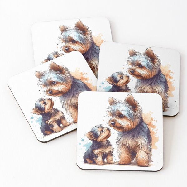 Item preview, Cute Watercolor Yorkie Parent and Puppy Art designed and sold by BigBlueArt.