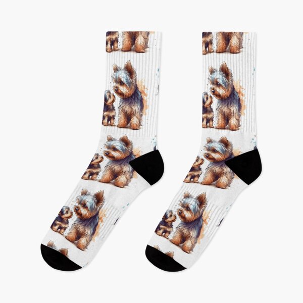 Item preview, Cute Watercolor Yorkie Parent and Puppy Art designed and sold by BigBlueArt.