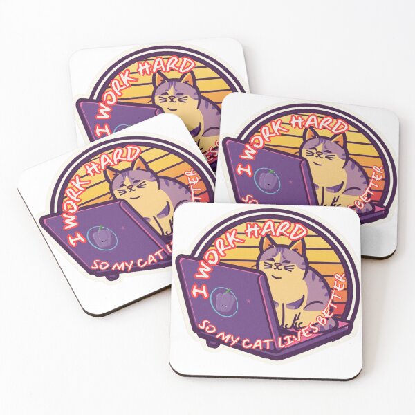 Item preview, I Work Hard For My Cat - Funny Cat Sticker designed and sold by The Prompted Soul.