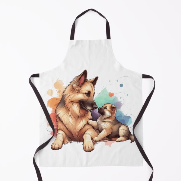 Item preview, Cute Watercolor German Shepherd Mom and Puppy Art designed and sold by BigBlueArt.