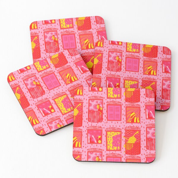 Item preview, Storey-telling maximalist buildings - pink designed and sold by HillsandSheep.