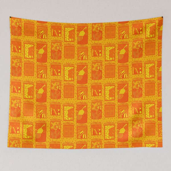 Item preview, Storey-telling maximalist buildings - orange designed and sold by HillsandSheep.