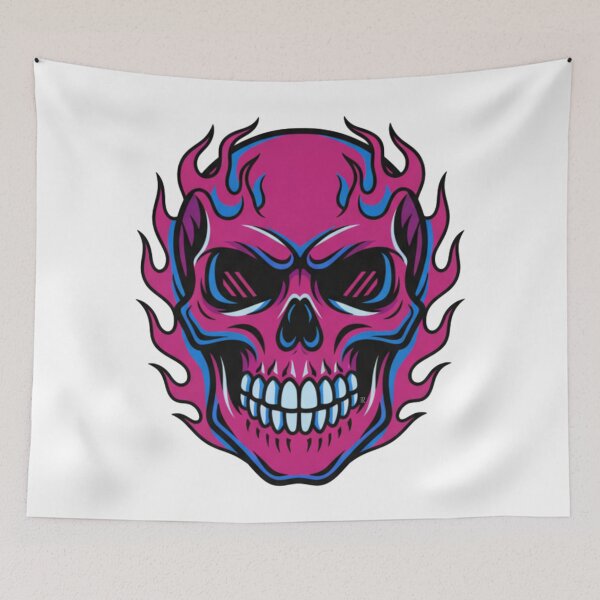 Item preview, Retro Neon Flaming Skull Illustration designed and sold by JoysByTanja.