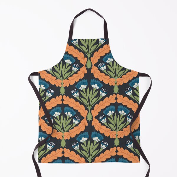 Item preview, Ornamental diamond base botatical pattern (orange on navy blue) designed and sold by istolar Pattern design & illustration.