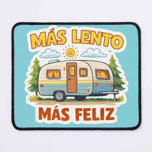 Item preview, Slower, Happier – Slow Travel Caravan Sticker designed and sold by VanSpirit.