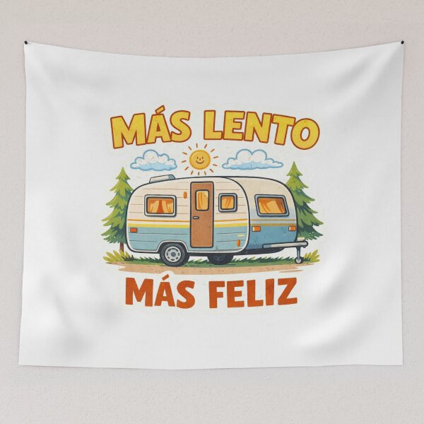 Item preview, Slower, Happier – Slow Travel Caravan Sticker designed and sold by VanSpirit.
