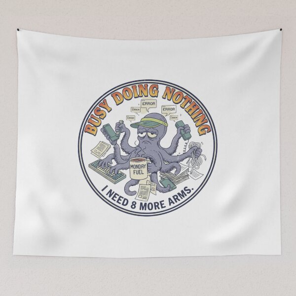 Item preview, Busy Doing Nothing Octopus – Funny Multi-tasking Error 90s Vintage Graphic designed and sold by FakeJoo.