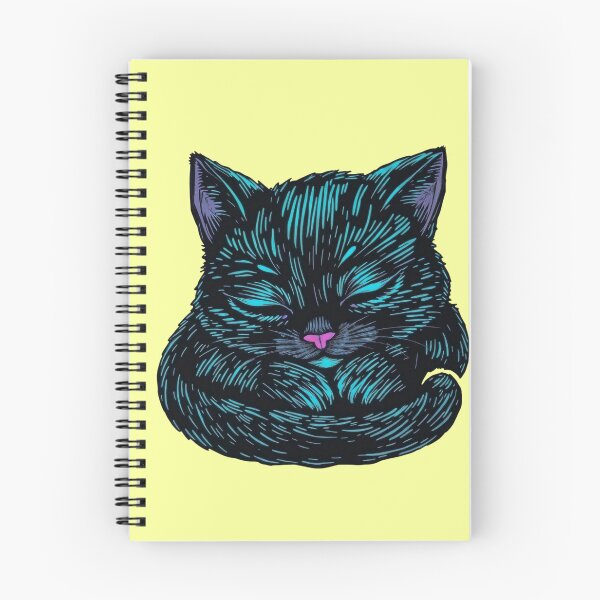 Item preview, Sleeping Neon Cat – Glowing Digital Art Illustration designed and sold by RokaCircles.