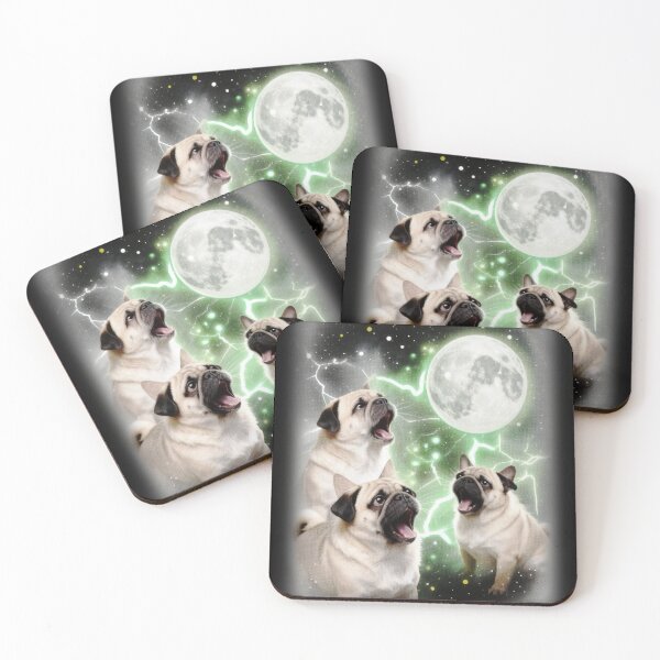 Item preview, Three Pug Dogs Under the Moon | Cute Funny Space Canines designed and sold by bngfx.