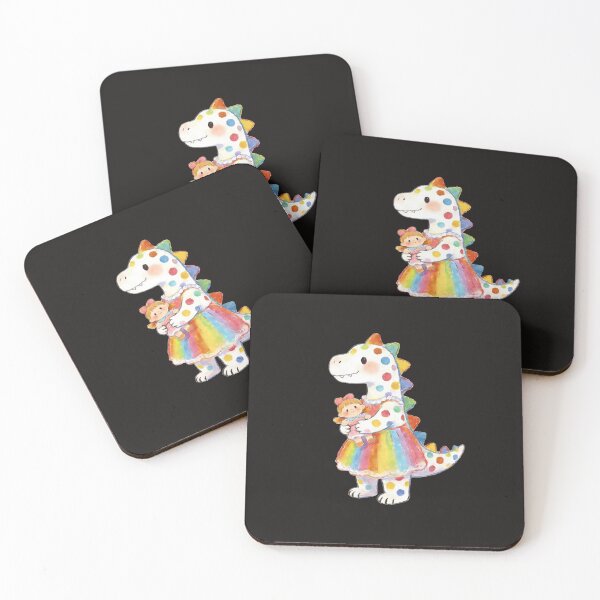 Item preview, Polka Dot Dino Girl with Rainbow Dress designed and sold by PrintStichCo.